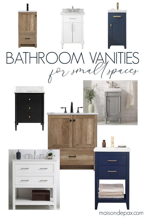 Narrow Bathroom Sink Ideas, Narrow Sink For Small Bathroom, Narrow Vanity Bathroom, Small Vanity Ideas Bathroom, Cute Small Bathroom, Vanities For Small Bathrooms, Narrow Bathroom Vanity, Narrow Bathroom Vanities, Transitional Style Bathroom