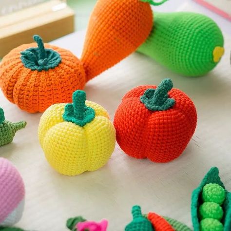 Crochet Vegetables Free Pattern Part 2 Crochet Bell Pepper Free Pattern, Pepper Crochet Pattern Free, Amigurumi Vegetables Free Pattern, Crochet Fruits Free Pattern, Free Crochet Fruit And Veg Patterns, Crochet Cheese Pattern Free, Crochet Veggies Free Pattern, Crochet Grapes Pattern Free, Easy Crochet Food