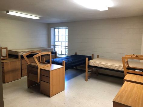 This is ONE of Katherine Dorm Rooms, for 3 people University Dorm, University Dorms, 3 People, College Dorm, Two People, Dorm Rooms, Dorm Room, Corner Desk, Dining Bench