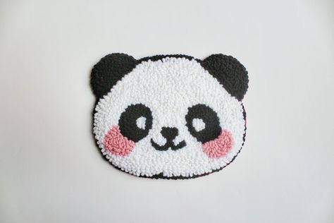 Panda Punch Needle, Punch Needle Aesthetic, Punch Sablon, Punch Toka, Tufted Coaster, Machi Work, Simple Suits, Cute Embroidery Patterns, Coaster Handmade