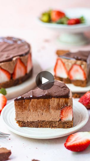 569K views · 41K reactions | Get ready for the most scrumptious cake of the season💁🏻‍♂️Easy to put together, this luscious Chocolate Strawberry Mousse cake is a dream come true and will surely transport you to dessert heaven in the very first bite🥰❤️

Ingredients-
🍓1 + 1/2 cup dark chocolate (260g)
🍓1/2 cup fresh cream 
🍓2 cups whipped cream
🍓10-15 slices store bought chocolate cake
🍓1/4 cup espresso 
🍓8-9 strawberries, halved

For the topping
🍓1/4 cup dark chocolate 
🍓1/4 cup fresh cream

Instructions-
1. Line a 7-inch springform pan with parchment and keep it aside.
2. Heat the fresh cream in a saucepan set over medium heat untill it just begins to simmer. 
3.	Pour the hot cream over the chopped dark chocolate and mix it together untill smooth and well combined. Let it cool co Dessert Tarts, Strawberry Mousse Cake, Savory Tarts, Mini Bundt, Strawberry Mousse, Mini Bundt Cakes, Tart Dessert, Savory Tart, Chocolate Cakes