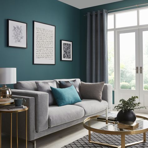 Teal Rooms, Teal Living Rooms, Living Room Decor Colors, Teal Walls, Living Room Color Schemes, Cosy Living Room, Living Room Green, Blue Living Room, Living Room Decor Modern