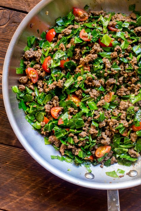 Sukuma Wiki (Kenyan Braised Collard Greens and Ground Beef) | The Domestic Man Braised Collard Greens, Kenyan Food, Collard Greens Recipe, Ground Beef Recipe, Recipes With Ground Beef, Beef Recipe, Minced Meat, Collard Greens, Greens Recipe