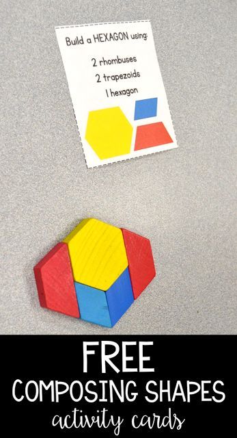 My first grade students love composing 2D shapes with these easy pattern block cards! You can download this shape activity FREE on the blog! Composing Shapes, Daily Five, Primary Maths, 2d Shapes, Second Grade Math, Math Geometry, Math Workshop, Homeschool Math, Math Stations