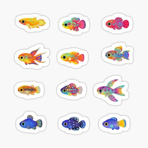 Killifish • Millions of unique designs by independent artists. Find your thing. Fish Stickers, Unique Fish, Cartoon Fish, Background Hd Wallpaper, Fish Wallpaper, Cute Fish, Fish Drawings, Tumbler Cups Diy, Wallpaper Stickers