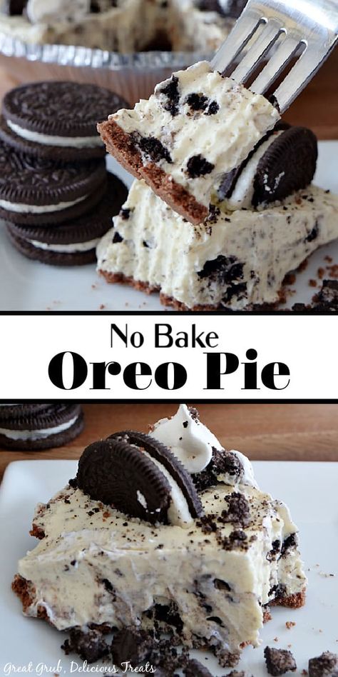 No Bake Oreo Pie is a delicious vanilla pudding pie and Oreo cookie crumbles in a chocolate graham cracker crust that is topped with Oreo cookies. Oreo Graham Cracker Dessert, Oreo Graham Cracker Crust, Graham Cracker Crust Pudding Pie, What To Make With Graham Cracker Pie Crust, Jello Oreo Pudding Pie, Graham Cracker Crust Pie No Bake, Recipes With Graham Cracker Pie Crust, Pies With Chocolate Graham Cracker Crust, Easy Pie Recipes Graham Cracker Crust