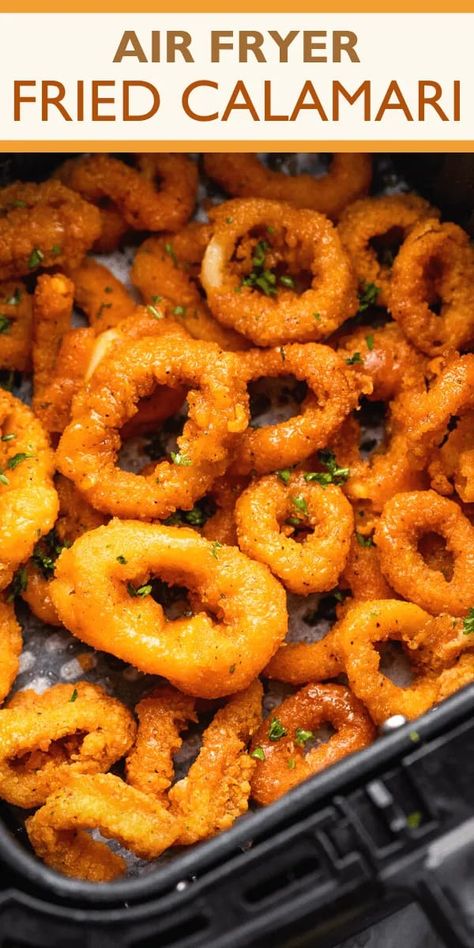 Cooking Calamari, Calamari Rings, Calamari Recipes, Air Fried Food, Fried Calamari, Air Fry Recipes, Air Fryer Dinner Recipes, Cooking Guide, Air Fryer Recipes Easy