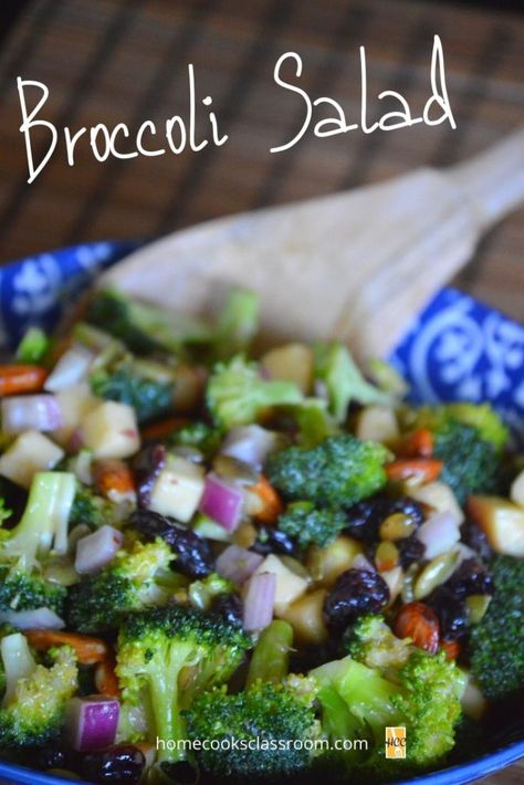 the pintrest image Broccoli Salad Vegan, Apple Broccoli Salad, Easy Broccoli Salad, Healthy Broccoli Salad, Homemade Honey Mustard, Easy Broccoli, Raw Broccoli, Broccoli Salad Recipe, Salad Vegan