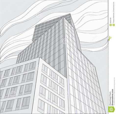 Sky Scrapers Drawing, Skyscraper Drawing, Drawing Construction, Sky Scrapers, Building Sketch, Perspective Drawing, Skyscraper, Template Design, Stock Vector