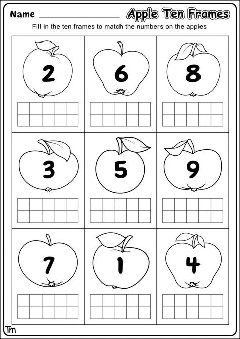 Preschool Fall Math, Apple Math Worksheets, Apple Math, Preschool Math Worksheets, Prek Math, Fall Math, Free Preschool Worksheets, Free Kindergarten Worksheets, Kindergarten Worksheets Printable