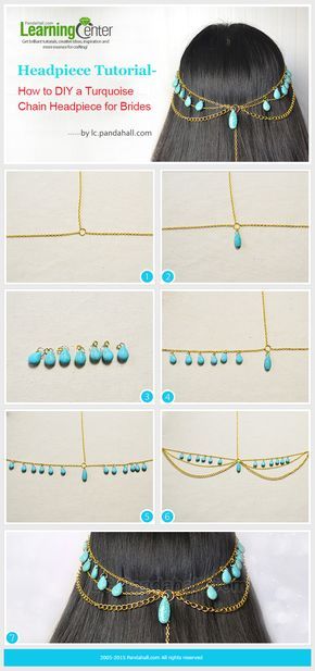 Turquoise Chain Headpiece for Brides Beaded Headpiece, Chain Headpiece, Headpiece Diy, Lucet, Hair Chains, Bride Headpiece, Estilo Hippie, Gelang Manik, Head Chain