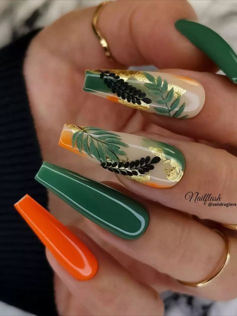 Nail Flash, Green Nail Designs, Autumn Look, Fall Acrylic Nails, Do You, Orange Nails, Fabulous Nails, Coffin Nails Designs, Pretty Acrylic Nails