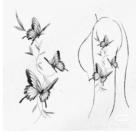 Tiger Lily And Butterfly Tattoo, Lily Butterfly Tattoo Design, Lilly With Butterfly Tattoo, Flying Butterflies Tattoo, Lily And Butterfly Tattoo, Butterfly Tattoo Design, Inspo Tattoo, Tattoo Animal, Forearm Band Tattoos