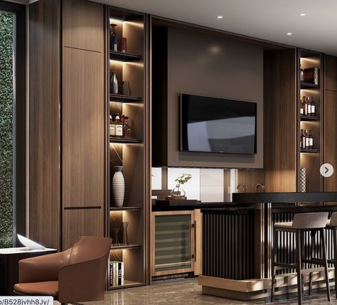 Penthouse Bar, Bar Wall Ideas, Tv Bar, Home Bar Areas, Home Bar Design, Vip Room, Home Bar Designs, Bar Wall, Basement Bar