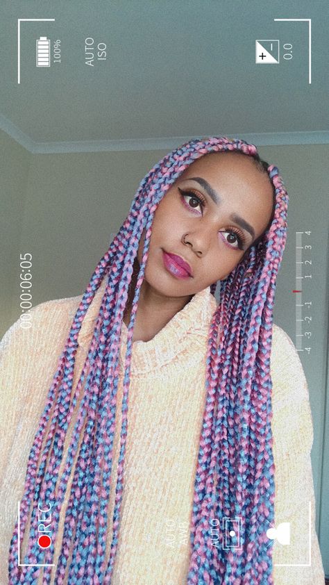 Cotton Candy Box Braids, Pink Jumbo Knotless Box Braids, Lavender Box Braids, Pink Purple Braids, Pastel Box Braids, Pink And Purple Braids, Pastel Braids, Grey Box Braids, Chunky Box Braids