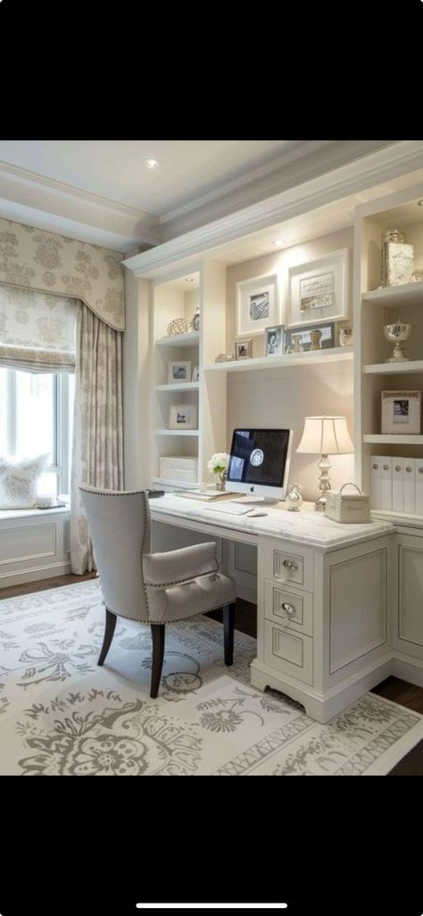 Office In Master Room, Office In Master, Bedroom Ideas With Desk, Office For Two People, Home Office For Two People, Home Office For Two, Home Office Decor For Women, Beautiful Home Office, Country Cottage Farmhouse