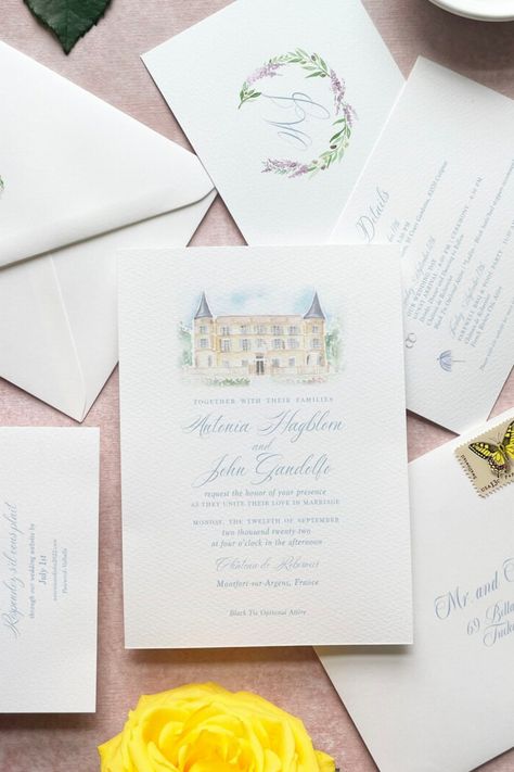 Bring your dream destination wedding to life with our custom watercolor invitation suites. Each finely crafted set includes a personalized invitation and RSVP card, infused with the beauty and romance of watercolor design. Let these elegant invites set the tone for a wedding that’s uniquely yours and transport your guests to your love-filled event even before it has begun. Order today for a breathtaking start to your special journey. Watercolor Wedding Venue Invitations, Watercolor Venue Wedding Invitations, Wedding Invite Watercolor, Gazebo Illustration, Venue Watercolor, Watercolor Stationary, Wedding Invitations Watercolor, Crest Wedding Invitations, Watercolor Wedding Invitation Suite