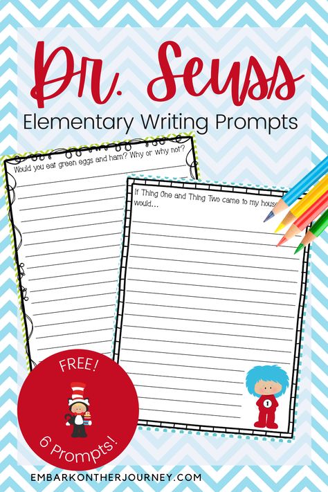 Dr Seuss Writing Activities, Dr Seuss Writing, Elementary Writing Prompts, Dr. Seuss Book, Fun Writing Activities, Dr Seuss Activities, Dr Seuss Crafts, Second Grade Writing, Seuss Crafts