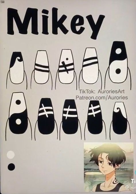 Mikey Nails Tokyo Revengers, Anime Nail Designs For Short Nails, Anime Nail Art Tokyo Revengers, Mikey Outfits Tokyo Revengers, Anime Nail Ideas Tokyo Revengers, Tokyo Revengers Nails Ideas, Anime Nails Art Ideas, Tokyo Revengers Inspired Nails, Anime Design Nails