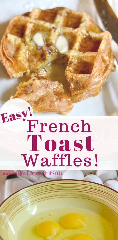 A simple easy fun and delicious breakfast recipe that combines the flavors of french toast and waffles. This breakfast recipe shows you how to make the BEST french toast along with waffles, combining the best of both worlds. Great for make ahead meals / prep ahead meal. Can freeze for later! #breakfast #waffles #frenchtoast #cinnamon #breakfastrecipes #breakfastideas #mealplanning #makeahead #freezermeal Eggo Cinnamon Toast Waffles Recipe, Cinnamon Toast Waffles Recipe, French Toast Waffles Recipe, Easy Homemade French Toast, Toaster Waffles, Best Waffle Recipe, The Best French Toast, Homemade French Toast, French Toast Waffles