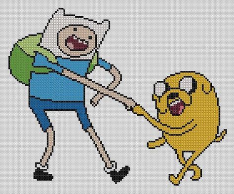 Adventure Time Crochet, Adventure Time Finn And Jake, Jake Adventure Time, Finn And Jake, Adventure Time Finn, Minecraft Map, Pixel Art Grid, Crochet Design Pattern, Minecraft Builds