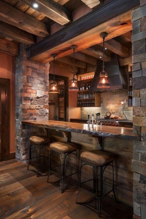 Home Inside Design, Wine Bar Design, Rustic Basement Bar, Design Decor Ideas, Basement Bar Ideas, Home Bar Cabinet, Ranch House Decor, Rustic Basement, Basement Bar Designs