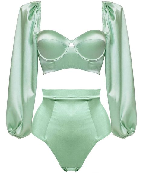 Marty Simone, Queer Femme, Green Lingerie, Detachable Sleeves, Longline Bra, Luxury Lingerie, Indie Brands, Vintage Lingerie, Green Silk