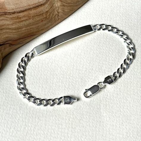 Men Engraved Bracelet, Men Name Bracelet, Mens Engraved Bracelet, Silver Bracelets For Men Unique, Mens Jewelry Bracelet Silver, Name Plate Bracelet, Bracelet For Boyfriend, Unique Mens Bracelet, Mango Haram