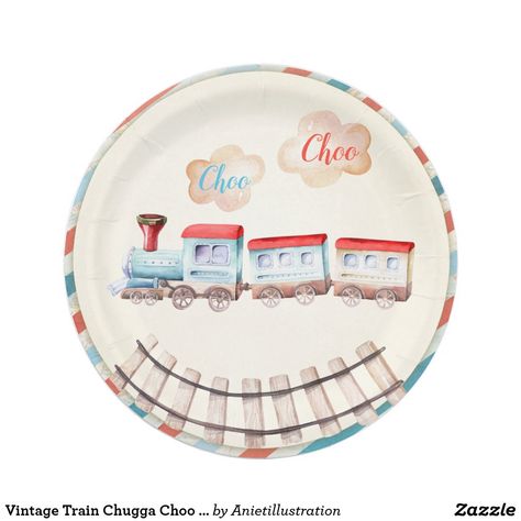 Birthday Party Plates, Nursery Throw Pillows, Birthday Paper Plates, Train Theme, Train Gifts, Trains Birthday Party, Train Party, Birthday Paper, Train Birthday