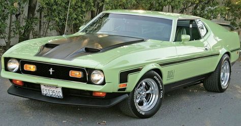 Lime green  71 Mustang Mach 1 1971 Mustang Mach 1, 1971 Mustang, 1971 Ford Mustang, 1973 Mustang, Amc Javelin, Old Muscle Cars, Aesthetic Cool, Auto Retro, Mustang Mach 1