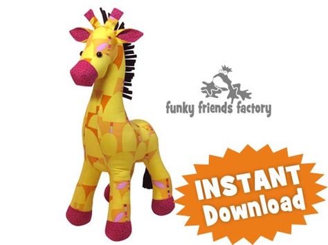 Raff the Giraffe PRINTED Soft Toy Sewing Pattern http://www.funkyfriendsfactory.com/raff-the-giraffe-soft-toy-sewing-pattern-instant-download Giraffe Sewing Pattern, Giraffe Soft Toy, Brain Twister, Flamingo Toy, Elephant Plush Toy, Giraffe Toy, Toy Sewing, Imaginary Friends, Toy Making