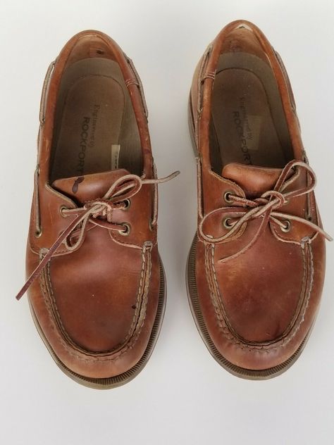 Rockport Leather Boat Sperry Loafer Deck Shoe Lace brown - 8.5 . Condition is Pre-owned. Shipped with USPS Priority Mail. Comes without box. Please check the pictures before purchasing. Thank you Boat Shoes Brown, Vintage Brown Round Toe Loafers, Vintage Brown Loafers With Round Toe, Vintage Brown Loafers With Leather Sole, Brown Leather Boat Shoes, Barge Shoes, Boat Shoes Outfit Women's, Boat Shoes Outfit, Fall Wishlist