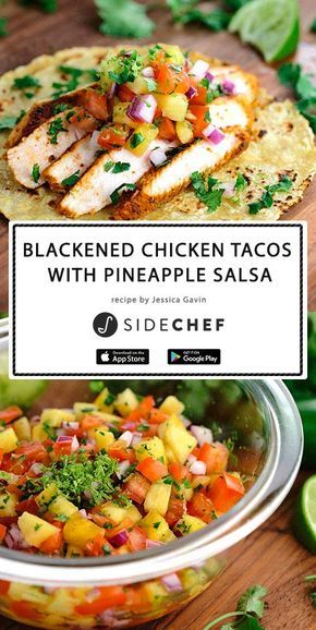 Blackened Chicken Tacos, Chicken Tacos With Pineapple Salsa, Tacos With Pineapple Salsa, Tacos With Pineapple, Pineapple Salsa Recipe, Summer Bash, Blackened Chicken, Pineapple Chicken, Pineapple Salsa