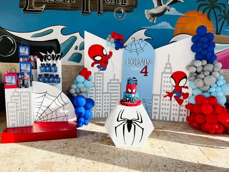 Spidey Birthday Party, Avengers Birthday Party Decorations, Spiderman Theme Party, Spidey Birthday, Spiderman Birthday Party Decorations, Spiderman Decorations, Marvel Birthday Party, Superman Birthday, Superhero Theme Party