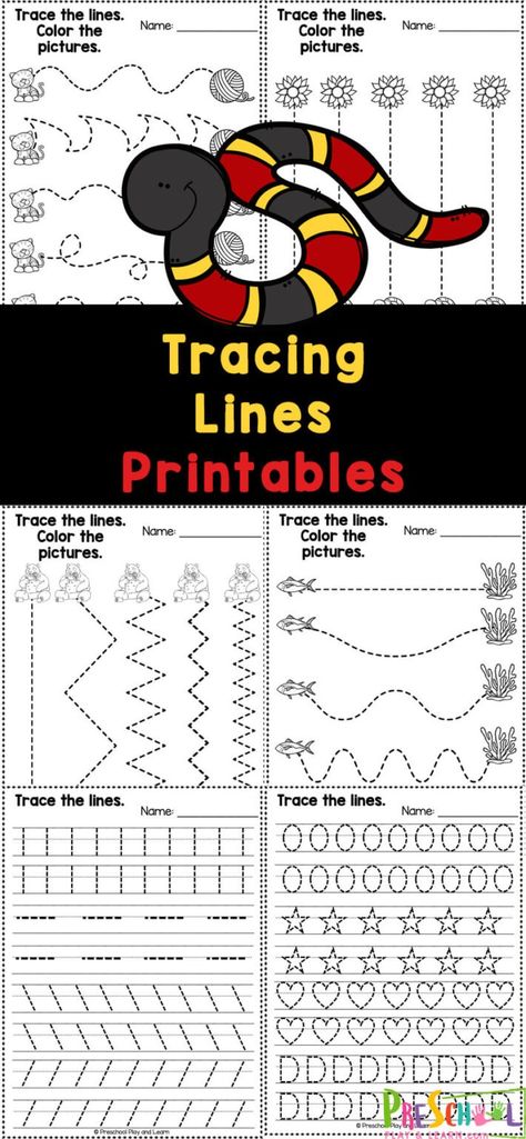 Grab these tracing lines worksheets to give young children practice with fine motor skills! This pages of line tracing for preschool, toddler, pre-k, and kindergarten is a fun school activity that will get kids ready to write letters. This pack is filled with many different straight and curved lines, plus different shapes for children to trace. Simply print the tracing lines worksheets for 3 year olds and you are ready to play and learn! Fine Motor Skills Worksheets Free Printable, Preschool Tracing Activities, Line Tracing Worksheets Preschool Free, Toddler Learning Journal 3 Year, Line Tracing Worksheets Free Printables, Printable Tracing Worksheets Preschool, 3 Year Old Learning Activity, Tracing Activities For Preschoolers, Tracing Practice Preschool