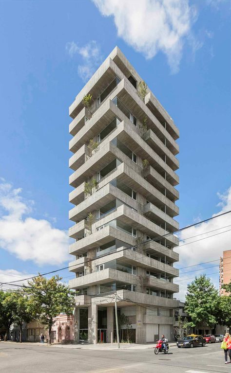 Building Pueyrredón 1101 | Estudio Pablo Gagliardo | Archinect Building Facade Architecture, Facade Architecture Design, Residential Building Design, Apartment Architecture, High Rise Building, Building Facade, Architecture Exterior, Facade Architecture, Brutalism