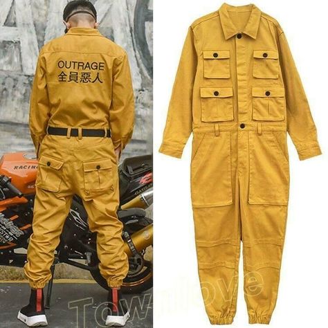 Mens Yellow Pants, Viper Cosplay, Artist Clothes, Yellow Pants Outfit, Coveralls Mens, Ballet Gif, Yellow Jumpsuit, Sporty Aesthetic, Suit Jumpsuit