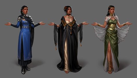 ArtStation - priestess outfit sketches Fictional Clothes, Priestess Outfit, Dol Amroth, Outfit Sketches, Fantasy Garb, Ancient Dress, Fantasy Outfits, Female Character Concept, Cute Couple Outfits