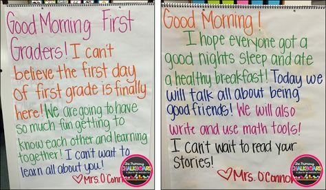 Morning Messages (via Bloglovin.com ) Morning Message Kindergarten, Classroom Morning Routine, Whiteboard Messages, First Grade Lessons, Teaching Resources Primary, Morning Message, Third Grade Classroom, Primary Teaching, Kindergarten First Day