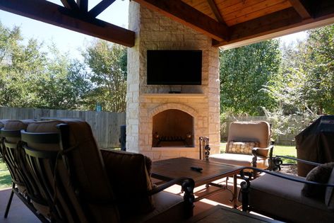 Back Porch With Corner Fireplace, Outdoor Patio Corner Fireplace, Covered Patio With Corner Fireplace, Back Porch Corner Fireplace, Outdoor Corner Fireplace Ideas Patio, Corner Fireplace Outdoor Patio, Corner Fireplace Patio, Corner Patio Fireplace, Outdoor Corner Fireplace