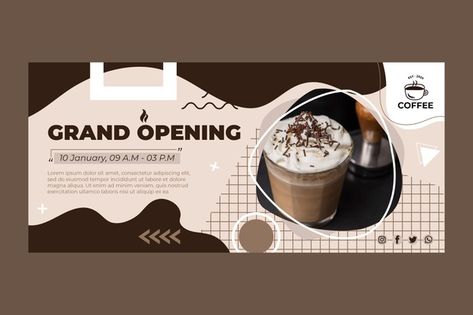 Grand opening coffee banner | Free Vector #Freepik #freevector #banner Coffee Banner, Banner Coffee, Grand Opening Banner, Background Hd Wallpaper, Background Hd, Grand Opening, Hd Wallpaper, Graphic Resources, Vector Free