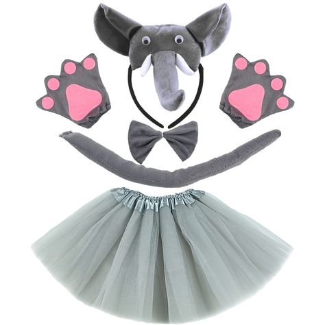 PRICES MAY VARY. Size detail: the elephant costume set includes headband, tail, bow tie, gloves and tutu skirt, the headband is approx 27.5 cm/ 10.8 inch in length, 25 cm/ 9.8 inch in height, the pair of elephant gloves is approx 17 cm/ 6.7 inch in length, 15.5 cm/ 6.1 inch in width, proper size for kids, teens, and most adults; the elephant skirt is designed with elastic band, can be stretched to fit most waist sizes, easy to put on or take off Quality material: the elephant costume set is made Elephant Costume, Elephant Costumes, Mouse Costume, Halloween Clothing, Fancy Dress Up, Fancy Costumes, Skirts For Kids, Dress Up Outfits, Period Costumes