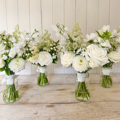 Beautiful bundles of bridesmaid bouquets, filled with delicate summer blooms in classic white and green 🤍 Bridesmaid Bouquets, Bridesmaid Bouquet, Classic White, Bouquets, Plum, Bundles, Floral, Green, White