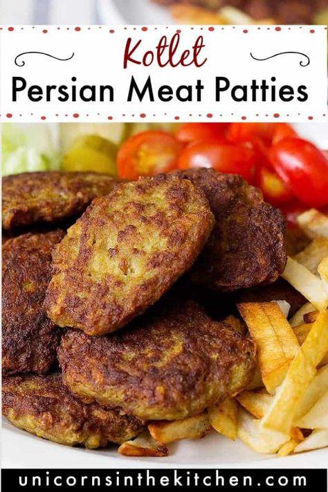 Kotlet Recipe, Persian Food Iranian Cuisine, Beef Cutlets, Meat Patties, Cultural Food, Iranian Recipes, Iranian Cuisine, Ground Beef And Potatoes, Cutlets Recipes