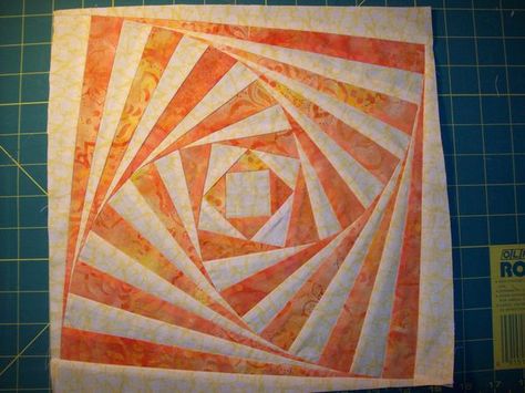 "Twisted Log Cabin" block tutorial (from Quilting Board/fryguymoore) Twisted Log Cabin, Log Cabin Quilt Pattern, Log Cabin Quilt Blocks, Quilting Board, Cabin Quilt, Paper Pieced Quilt, Log Cabin Quilts, Patch Aplique, Quilt Projects