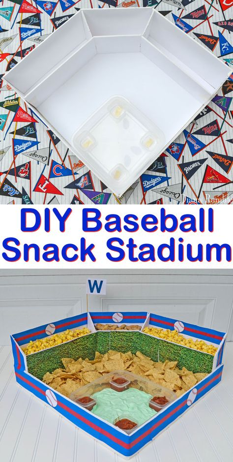 DIY Baseball Snack Stadium Party - Make this Baseball Snack Stadium for all your game day baseball playoffs celebrations. Perfect for a world series viewing or birthday party! #snackstadium #baseball #party Baseball Party Menu Ideas, Baseball Veggie Tray Ideas, World Series Party Food, Baseball Opening Day Party, Phillies Themed Birthday Party, Phillies Birthday Party Ideas, End Of Season Baseball Party, Phillies Party, World Series Party