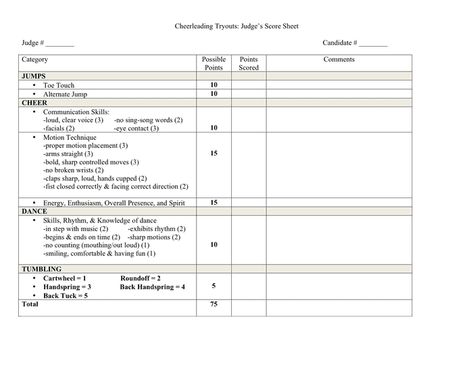 Cheerleading tryouts judge’s score sheet Cheerleading Tryouts, High School Cheerleader, School Cheerleader, High School Cheerleading, School Cheerleading, Back Handspring, Cheer Leading, Song Words, Songs To Sing