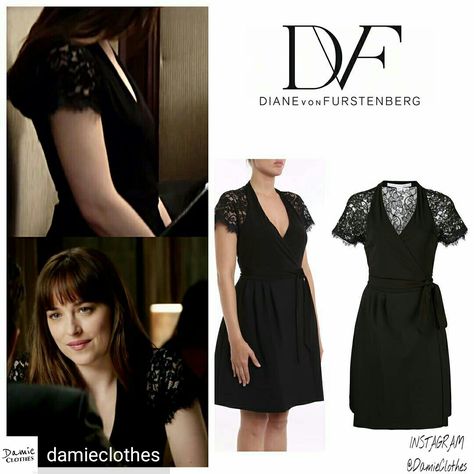 Dakota Johnson as Anastasia Steele, wearing a Diane Von Furstenberg LBD. Anastasia Steele Dress, Anastasia Steele Style, Anastasia Steele Outfits, Grey Outfits, Gray Outfits, Anastasia Grey, Dakota Johnson Style, Grey Office, Anastasia Steele