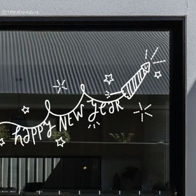 Happy New Year Fireworks, Happy New Year Message, Window Drawing, New Year Art, New Year Fireworks, Happy New Year Quotes, Chalk Pens, Happy New Year Wishes, Christmas Window