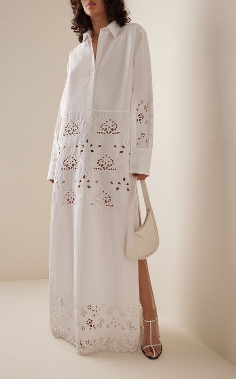 White Linen Maxi Dress, Zara Printed Dress, Tartan Fashion, White Embroidered Dress, African Print Dress Designs, White Cotton Dress, Muslimah Fashion Outfits, Nili Lotan, Fancy Dress Design